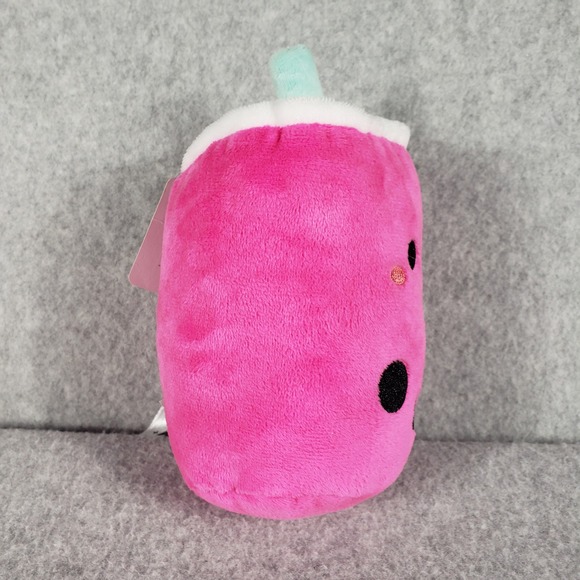 Fiesta Pink Boba Plush Kawaii Bubble Tea Stuffed Toy 6 Inch Foodcore Desk Mascot - Picture 10 of 10